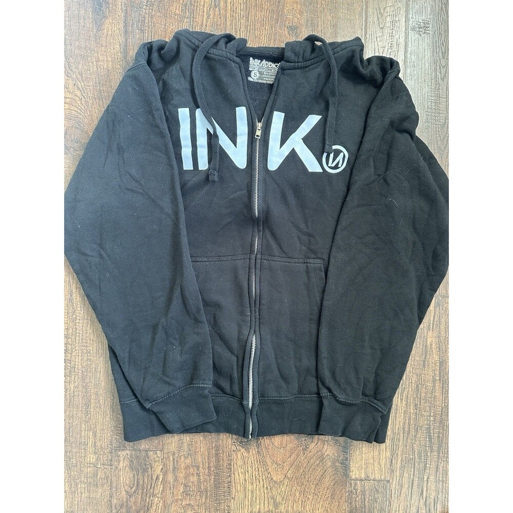 Men’s Size Small Ink Addict Black Zippered Hooded Sweatshirt Made In USA